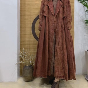 Women Linen maxi coat, Loose Linen Coat, Long Linen Coat, Linen Cardigan Jacket, Women windbreaker, Retro Long coat, Spring Coat For Women