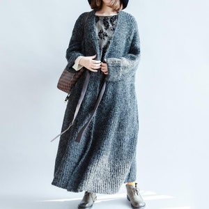 Women Long coat, Sweater Cardigan coat, Waist tie coat, Loose sweater coat, with pockets coat, Women Coat image 2