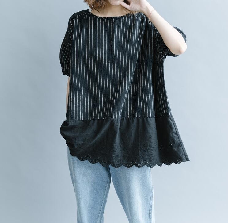 Black linen shirt for womens White linen top loose blouse