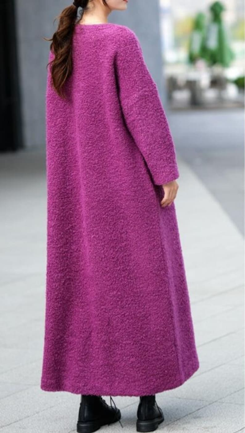 Wool Maxi Dresses, Women dresses with pockets, Loose Fitting winter long dress, Rose pink dress, Wool Kaftan Dress, bridal dresses image 6