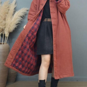 Winter Linen coat, Women Loose Fit Long coat, padded coat, Coat for women, warm linen outerwear, Coats With Pockets image 5