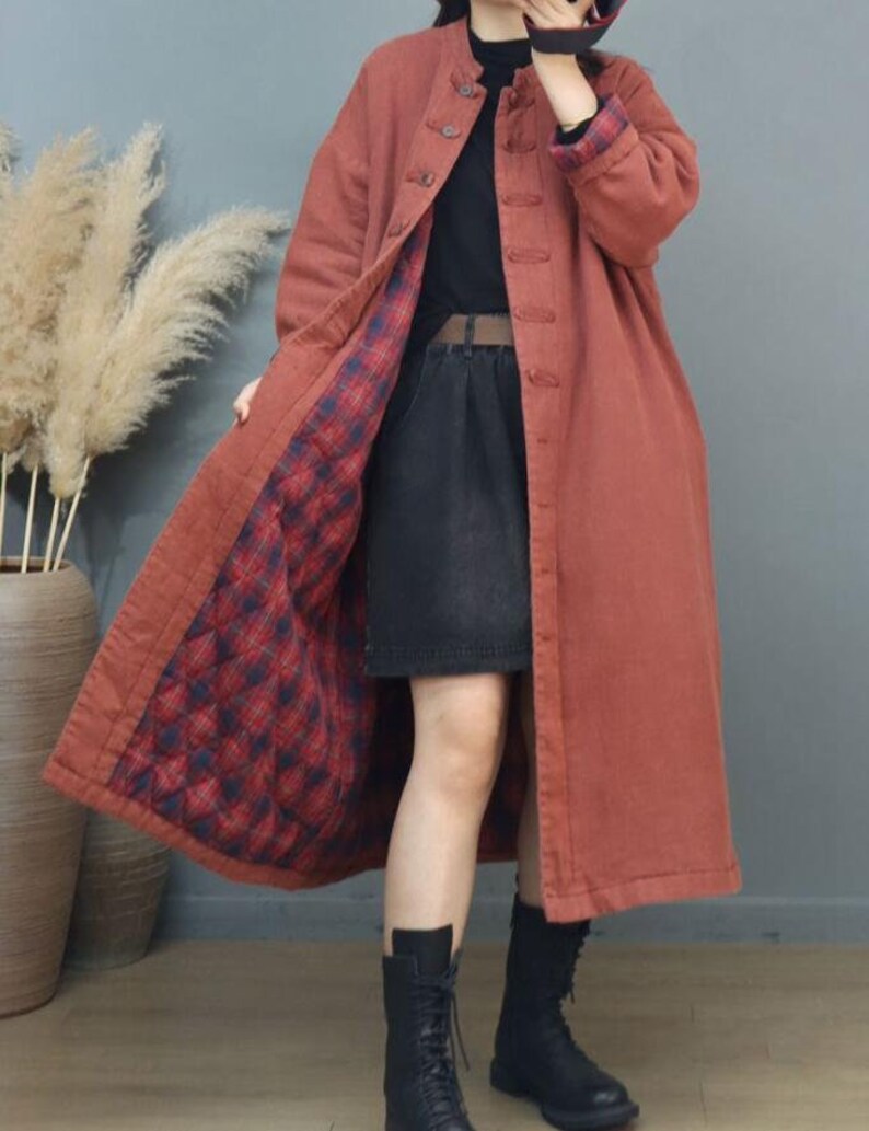 Winter Linen coat, Women Loose Fit Long coat, padded coat, Coat for women, warm linen outerwear, Coats With Pockets image 5