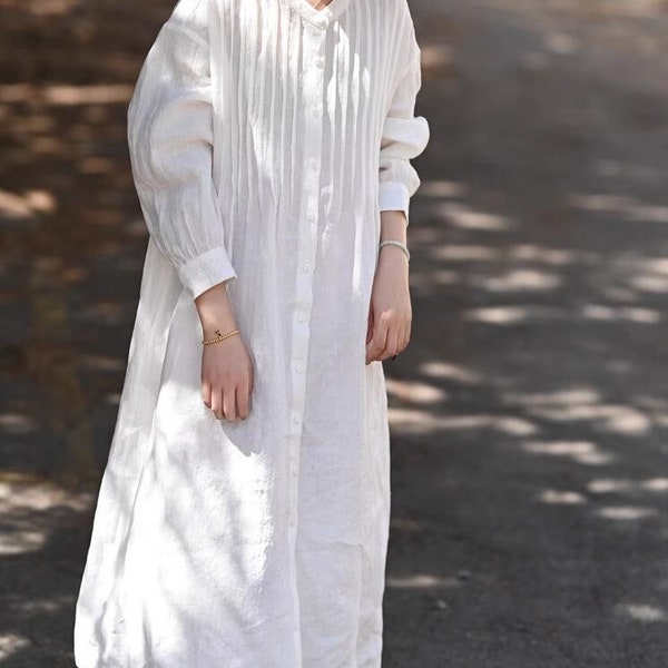 Women Dresses, Long Dresses, Women shirt,  Linen shirt dress, dress with pockets, Linen Cardigan, Maxi Linen Top for women