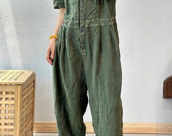 Women summer linen pants, retro linen pants, jumpsuit, Casual  linen pants, large size pants, pants for women