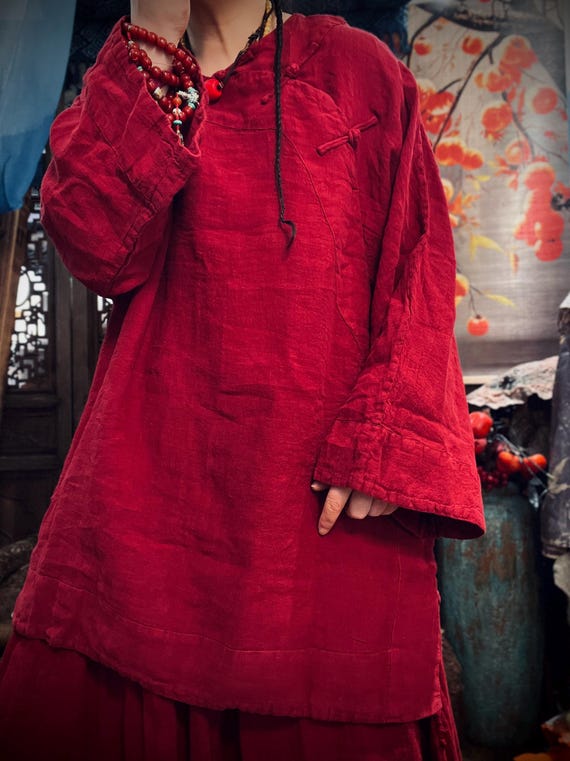Linen Casual Loose fitting Blouse, Women oversized Spring Shirt, Autumn Linen Top