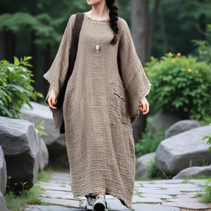 Linen Dresses for women, Linen Maxi Dress, oversized Long Dresses, Vintage Linen dress, Womens Dresses, Autumn Long Robe