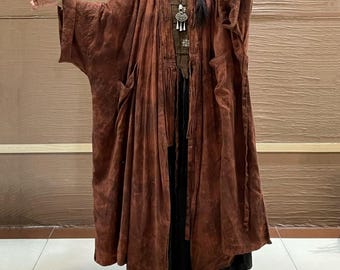 Women's Linen Maxi Coat with Pockets, Retro Loose Cardigan, Spring Coats for Women