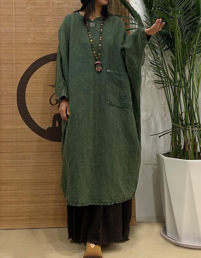 Dames oversized linnen jurk lente herfst losse lange mantel