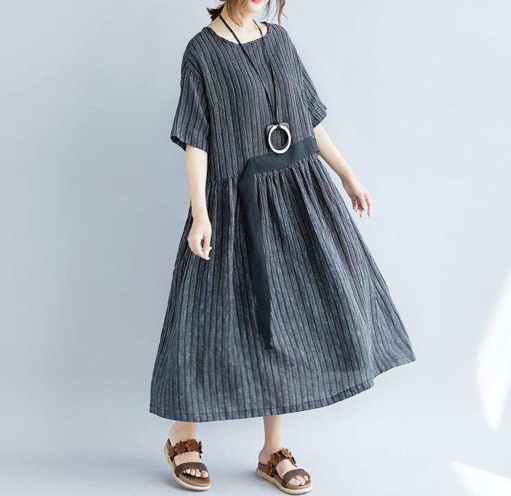 Women's maxi linen dress Black linen dress short | Etsy