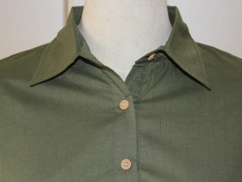 Cotton Midi Shirt Army Green Shirt Women Top Loose Fitting Etsy
