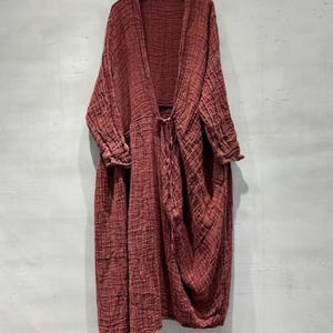 Linen Maxi Dress for Women, Loose Spring Dress with Pockets, Vintage Long Sleeve Dresses image 6