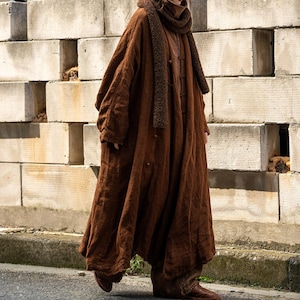 Women Long Linen Coat, Spring Vintage Windbreaker, Autumn Coats for Women
