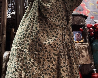 Linen Maxi Shirt, Women Green Cardigan, Floral Blouse, Top For women