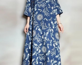 Linen Women Dresses, Blue Maxi Dress, retro linen dress, dresses for women, plus size Maxi dress