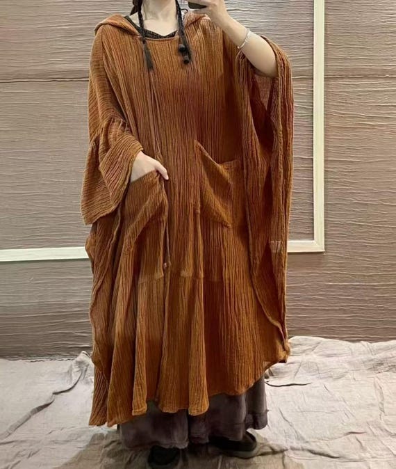 Women Loose Fit Dresses Summer Hooded Long Dresses