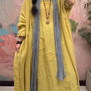 Women Linen Maxi Dress, Loose Vintage dress with Pockets, Spring dresses for Women's image 6
