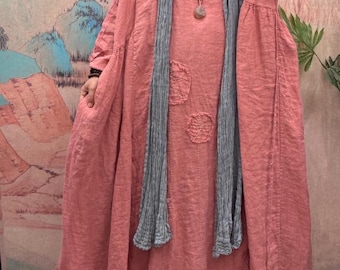 Women Linen Maxi Dress, Loose Vintage dress with Pockets, Spring dresses for Women's