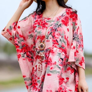 Cotton maxi dress, Women summer Dresses, long Pink dresses, long Floral Dress, prom dress, plus size dress image 5