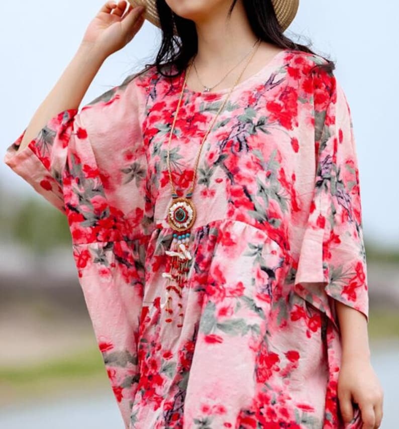 Cotton maxi dress, Women summer Dresses, long Pink dresses, long Floral Dress, prom dress, plus size dress image 5