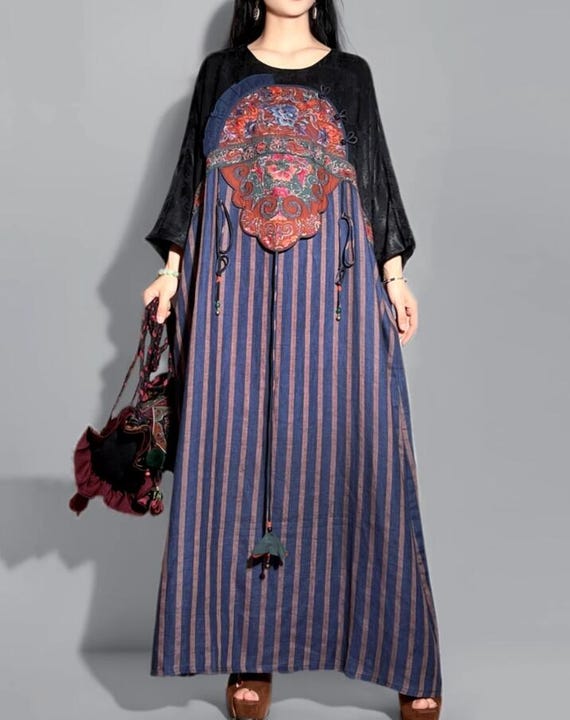 Blue Linen Maxi Dress, Loose Spring dress with Pockets, Dresses for Women Blue Linen Maxi Dress, Loose Spring dress with Pockets, Dresses for Women