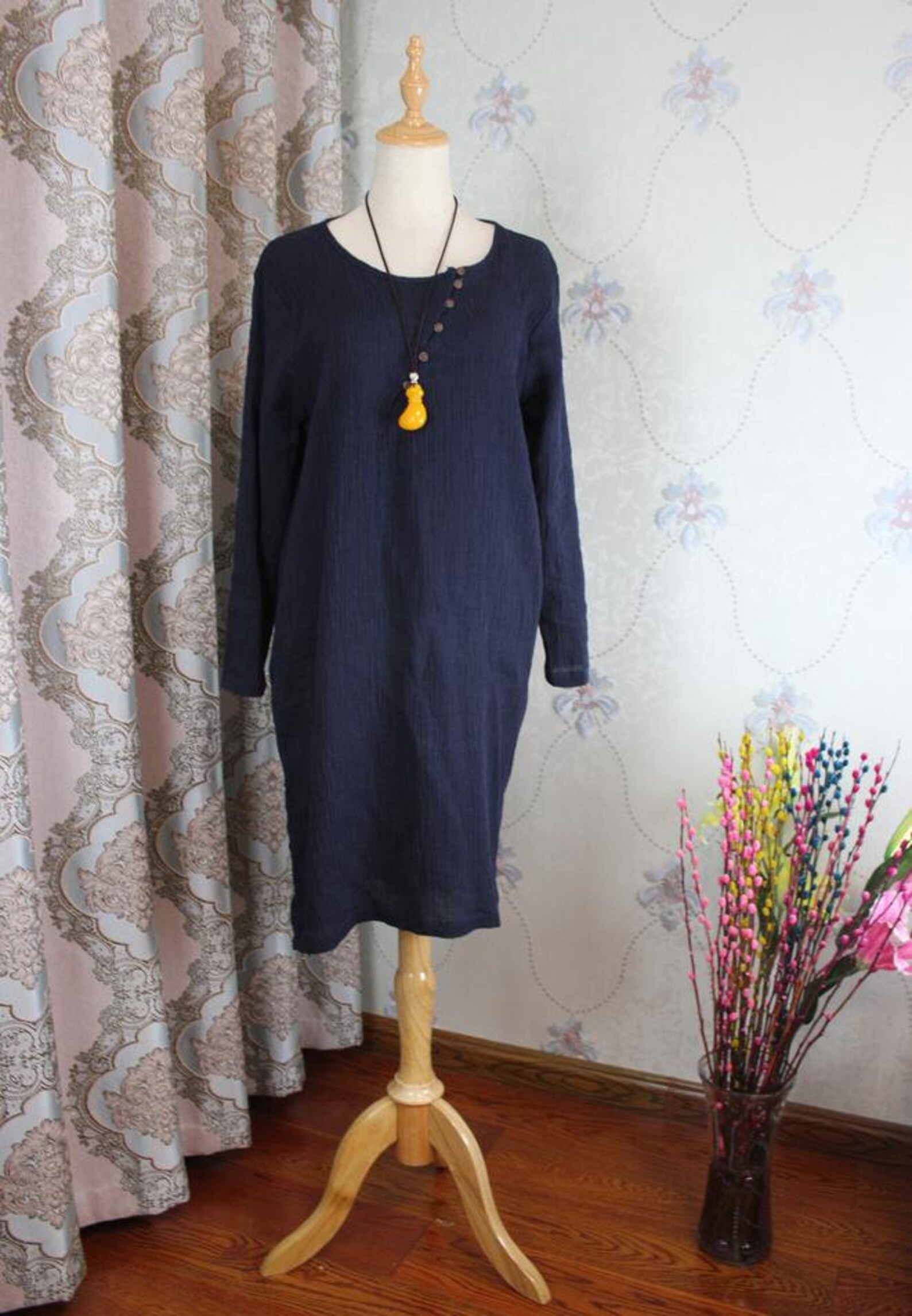 Linen Blues Dress - Blue