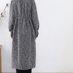 Womens Linen loose long coat, Womens Windbreaker, spring large size coat, gray coat, oversized coat image 6