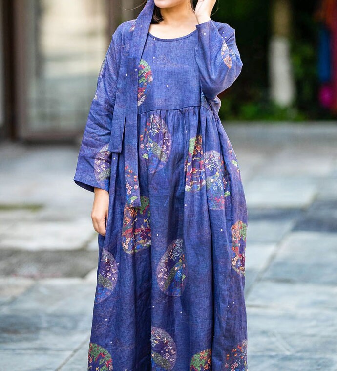 Womens linen Maxi dress loose fitting cocktail dress Etsy