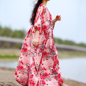 Cotton maxi dress, Women summer Dresses, long Pink dresses, long Floral Dress, prom dress, plus size dress image 4
