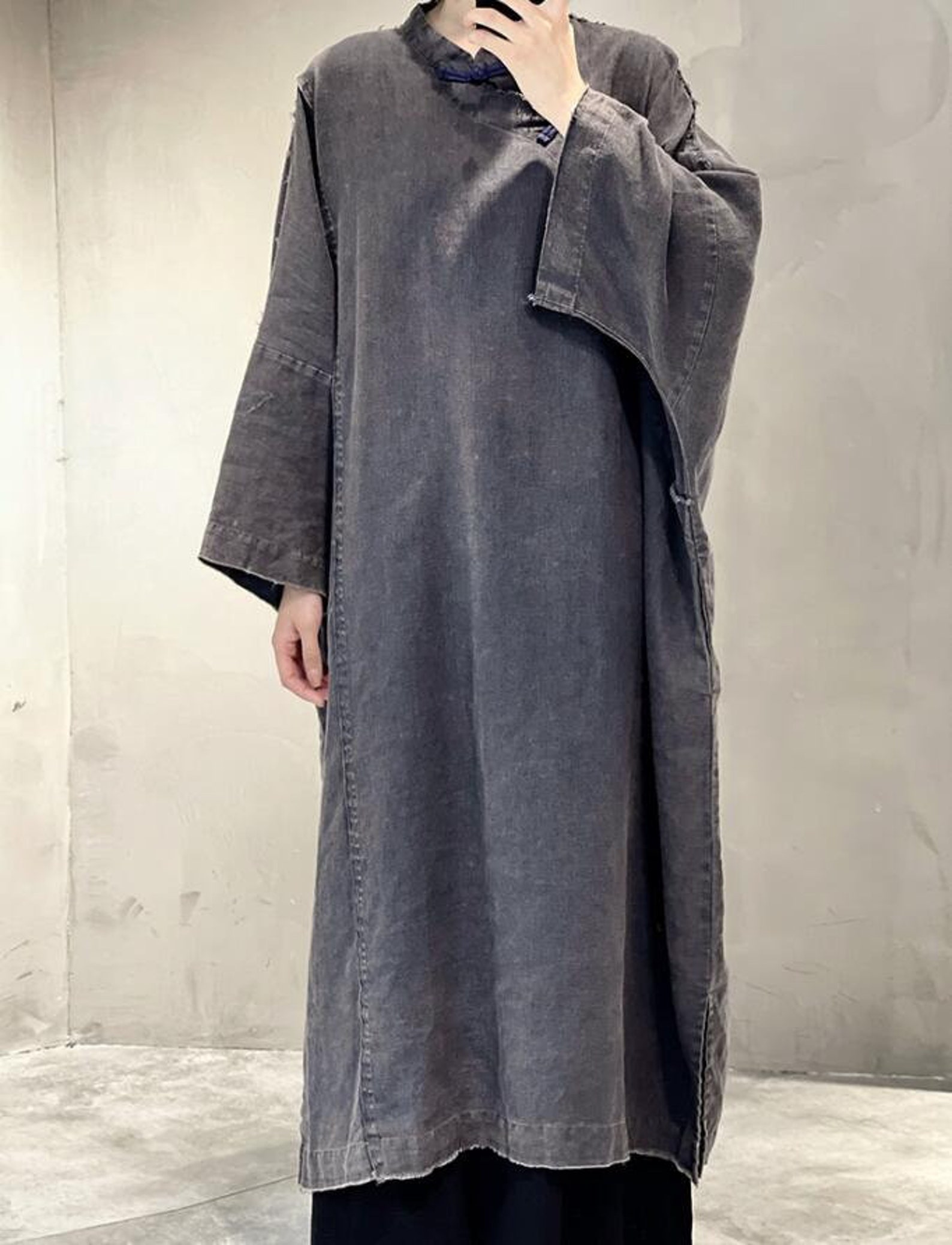 Green Linen Dress Long Linen Dress Blue Grey Linen Dress Etsy