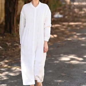 Women Dresses, Long Dresses, Women shirt, Linen shirt dress, dress with pockets, Linen Cardigan, Maxi Linen Top for women image 6