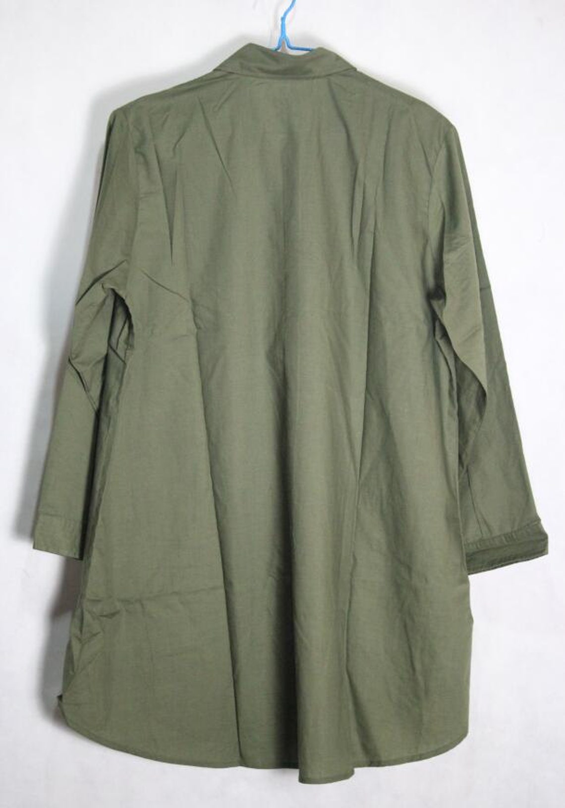 Cotton midi shirt Army green shirt Women top Loose Fitting | Etsy