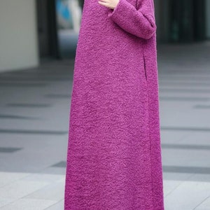 Wool Maxi Dresses, Women dresses with pockets, Loose Fitting winter long dress, Rose pink dress, Wool Kaftan Dress, bridal dresses image 5