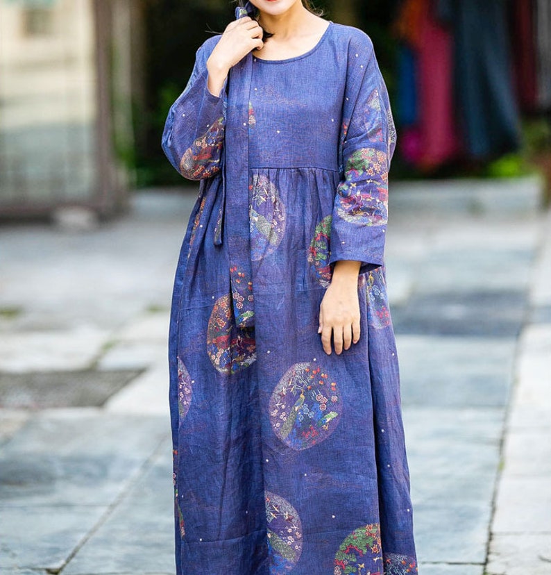 Womens linen Maxi dress loose fitting cocktail dress Etsy