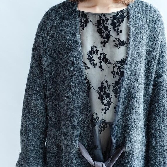 long gray sweater coat