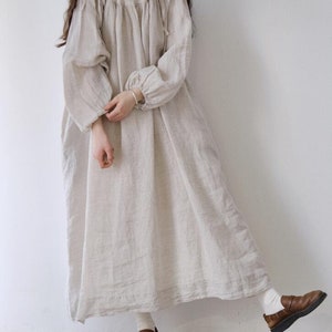 Women Linen Long Dress Linen Color Dresses Casual Loose - Etsy