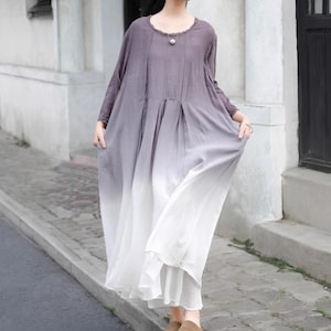 Women Gradient Linen DressWomen Summer Prom dress