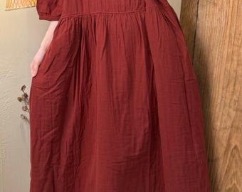 Cotton Maxi Dress with Pockets: Loose Retro Summer Dress