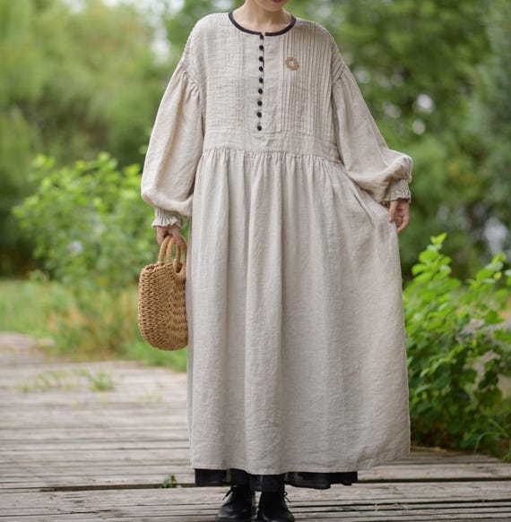linen maxi dresses australia Women's Linen Maxi Dress With Pockets, Dresses for Women, Long Sleeved  Dresses