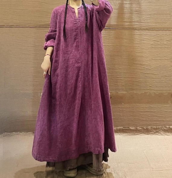 Buy Linen Maxi Dress for Women, Spring Loose Fit Long Sleeved Dress, Dresses With Pockets Online in India - Etsy Buy Linen Maxi Dress for Women, Spring Loose Fit Long Sleeved Dress, Dresses With Pockets Online in India - Etsy