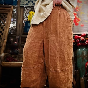 Women&#39;s Linen Pants Casual Spring autumn Trousers with Pockets