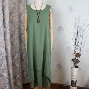 Sleeveless Cotton Maxi Dress: Double Layer Summer Dress