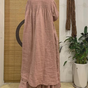 Women Spring linen dress, Loose Fit dress, Retro dresses, large size pullover dress, Long linen dress, womens dresses, prom dresses image 4