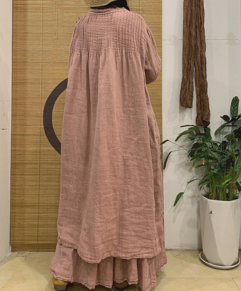 Women Spring linen dress, Loose Fit dress, Retro dresses, large size pullover dress, Long linen dress, womens dresses, prom dresses image 4