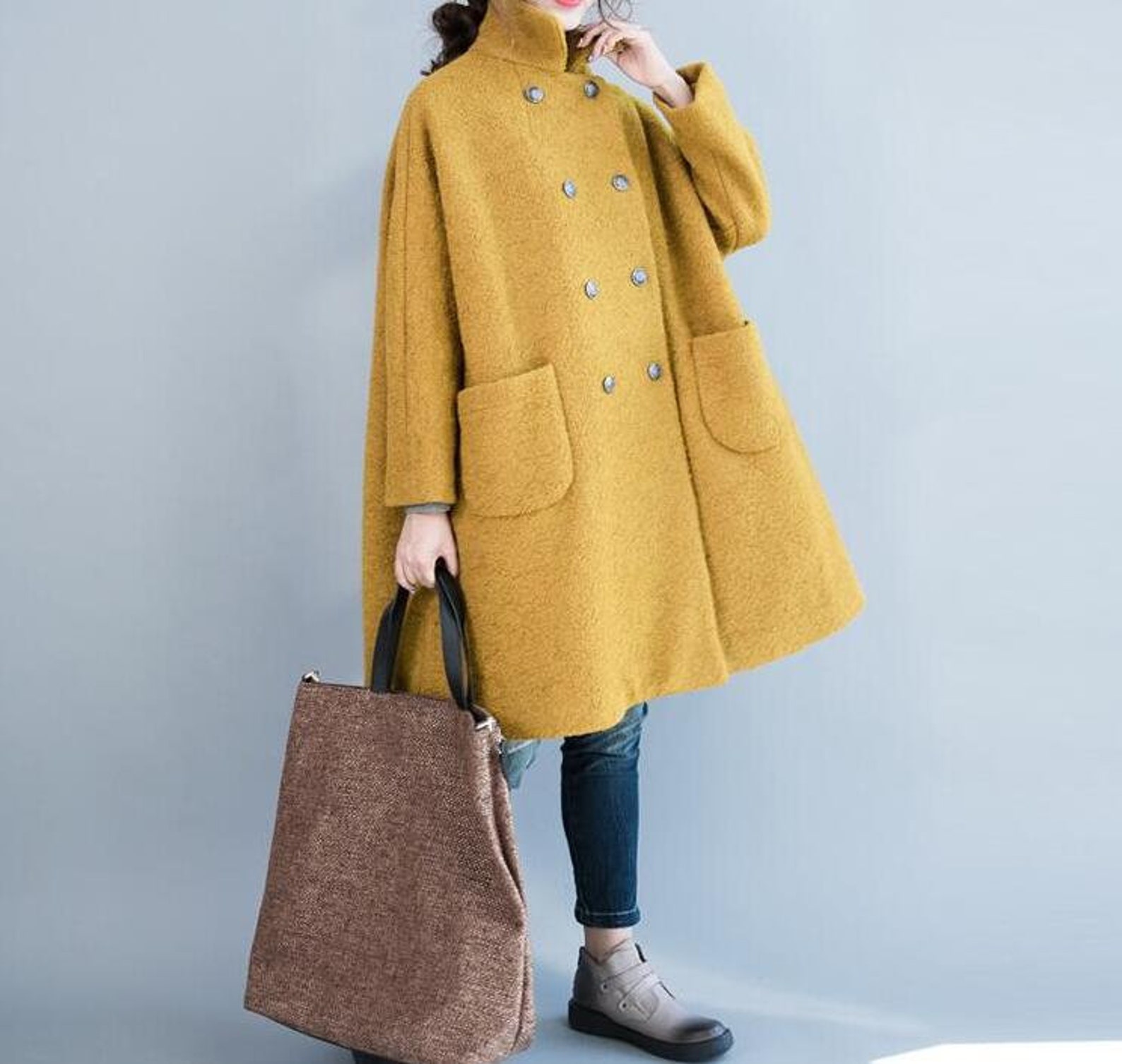 Wool Coat Women Womens Winter Coats Loose Wool Coat Double - Etsy