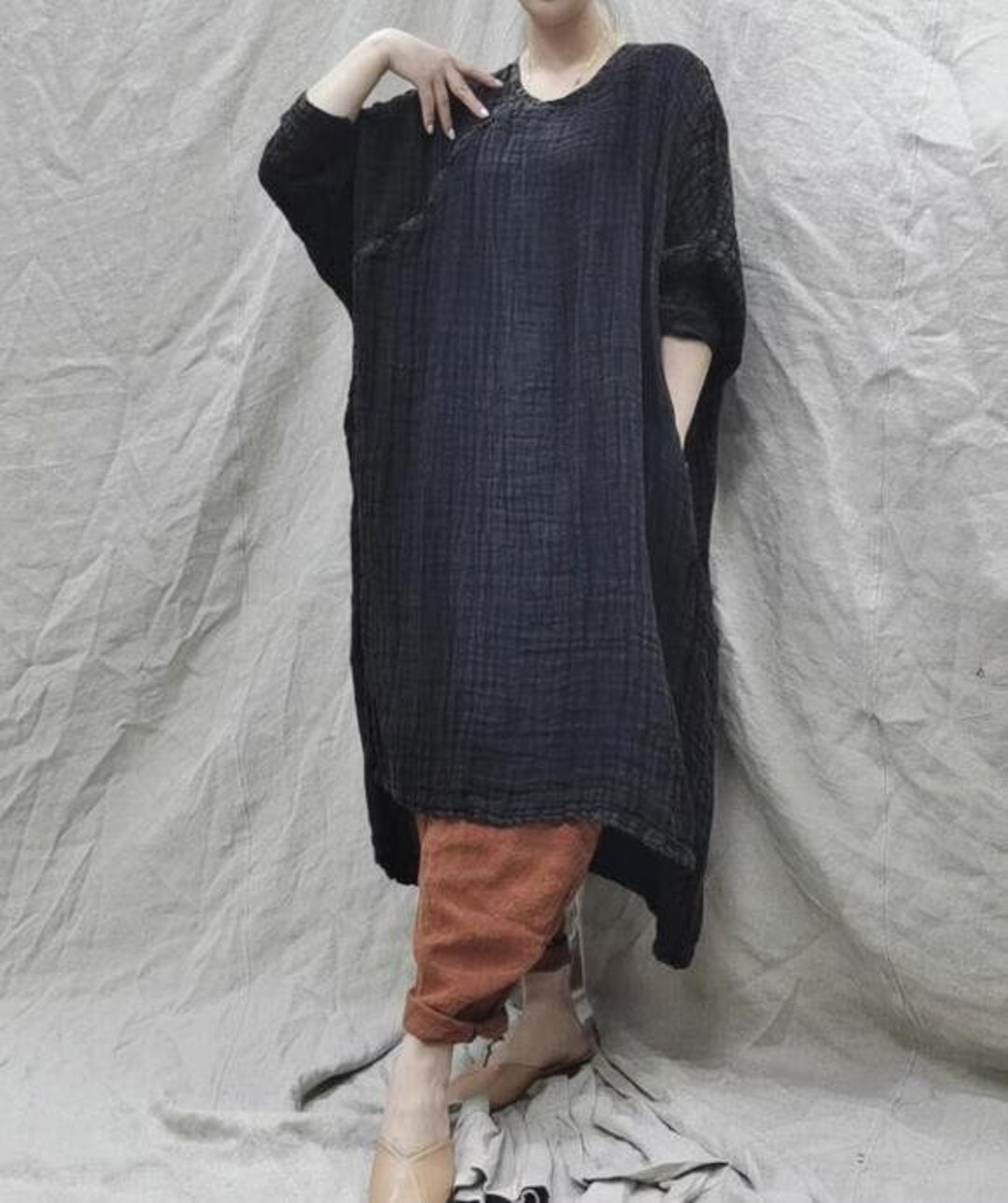 Women Loose Fit Long Dress Linen Robe Retro Dress Oversized - Etsy