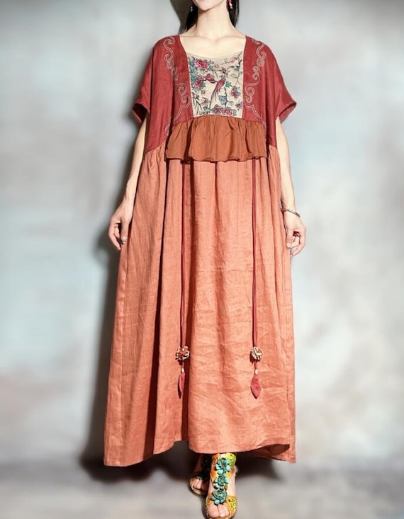 fitted lace wedding dress loose fitting sleeveless dress, summer linen dress 2132 – Xiaolizi