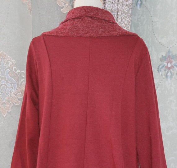 pockets dress longsleeve dress Soft comfortable dress Wine red Cotton dress