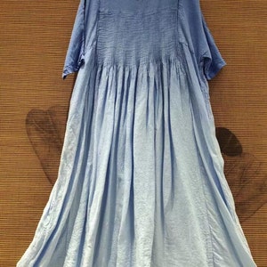 Summer linen maxi dress, long linen dress, Ombre Dress, Retro Dress, loose linen dress, women's dress with pockets image 8