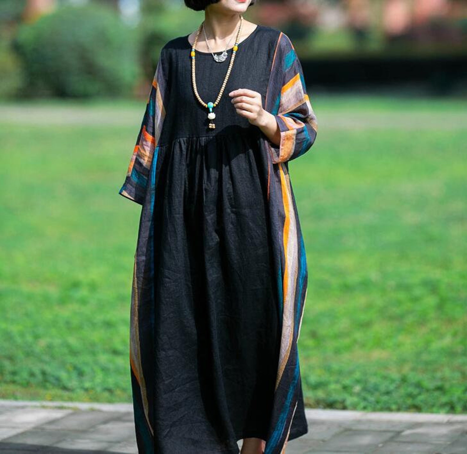 Linen Maxi Dress Cocktail Dresses Oversized Dress Plus Size Etsy