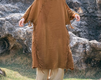 Loose Linen Long Dress, Retro casual Dresses, Women summer dress